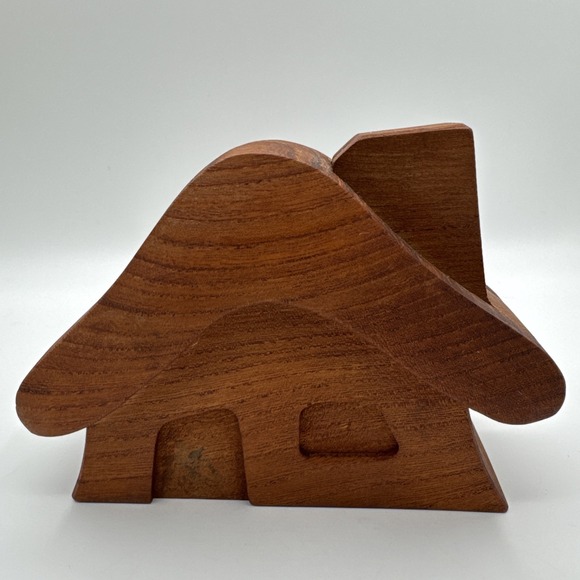 Other - Vintage Handcrafted Teak Wood Log Cabin House Coin Bank Piggy Bank Minimalist 5"